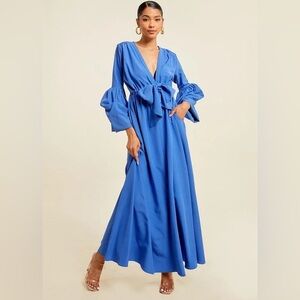 Blue Maxi Dress with front tie